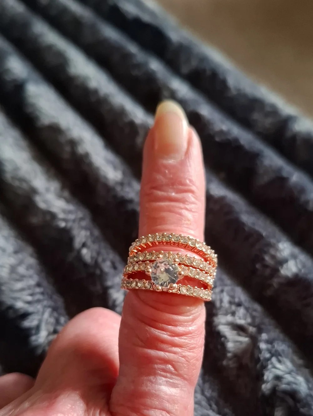 Elegant Gold-Tone Cubic Zirconia Multi-Band Ring in Gold